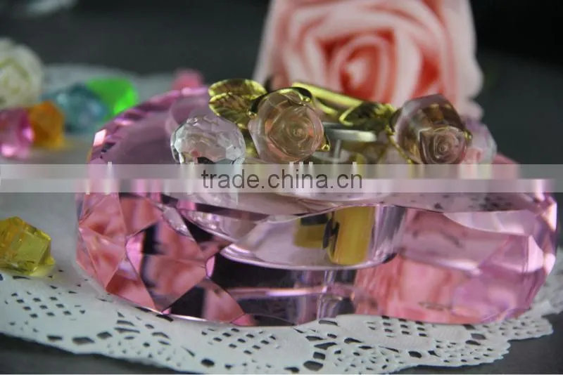 Heart Shaped Pink Crystal Music Box For Wedding Gift