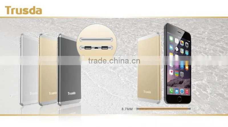 Trusda Custom li-polymer 5000mAh power bank Dual Port Mobile phone charger with 4 LED Indicators