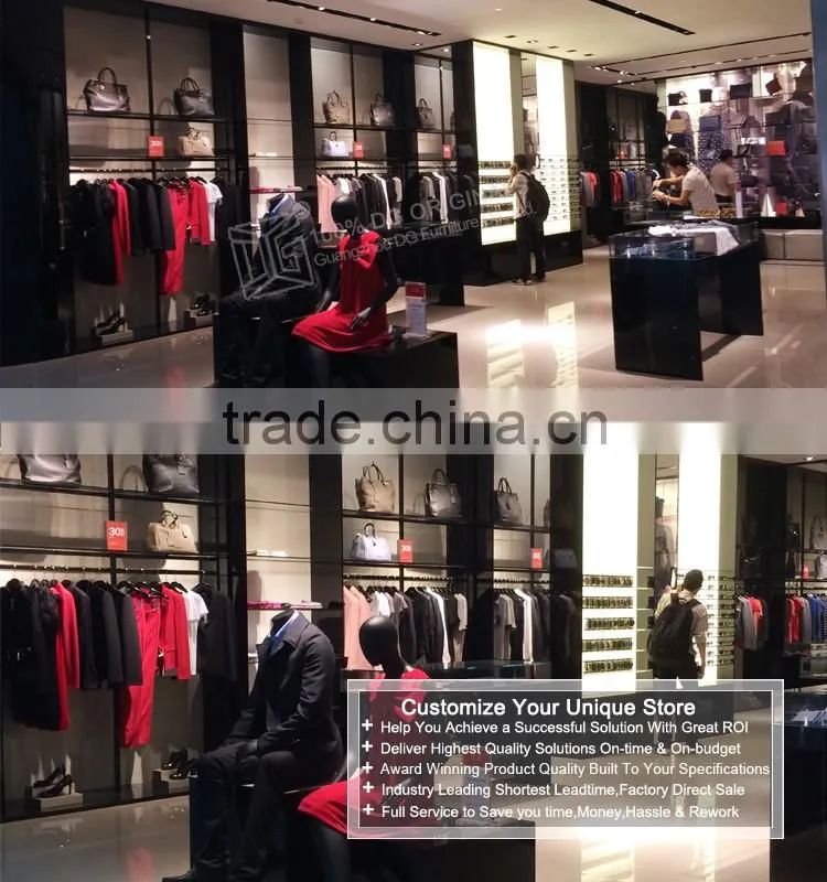 Wooden wall mounted clothes showcase designs