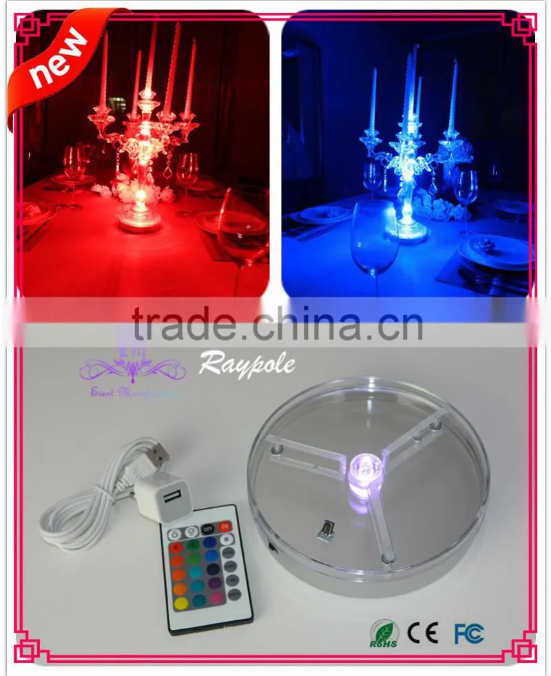 Rechargeable multi-color led centerpiece light base 6 inch led vase lighting base for wedding/ party decoration