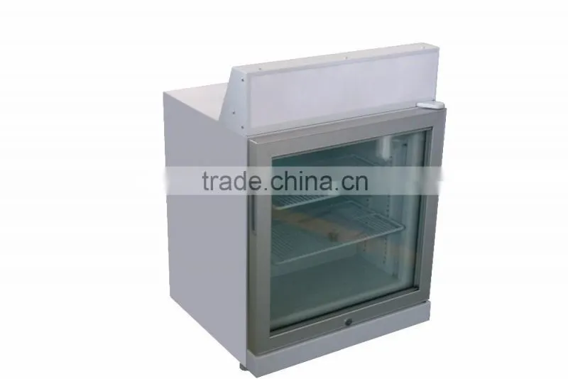 Single temperature 70lt glass door display ice cream refrigerator show case for sale in china