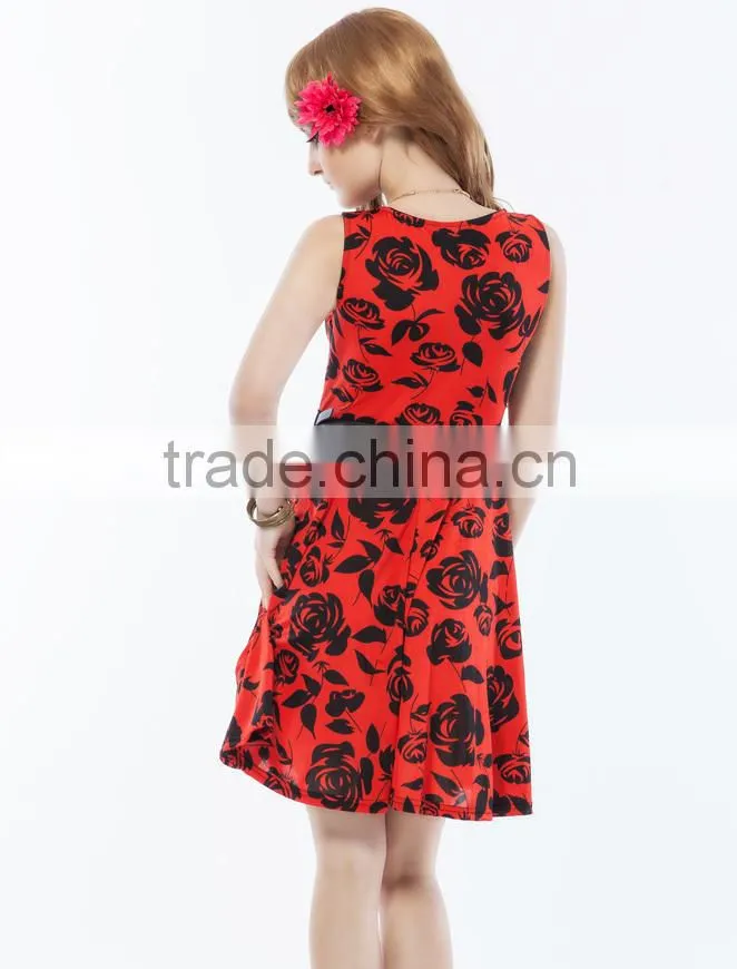 High quality beautiful pattern hot sale factory price casual style nice ladies dress