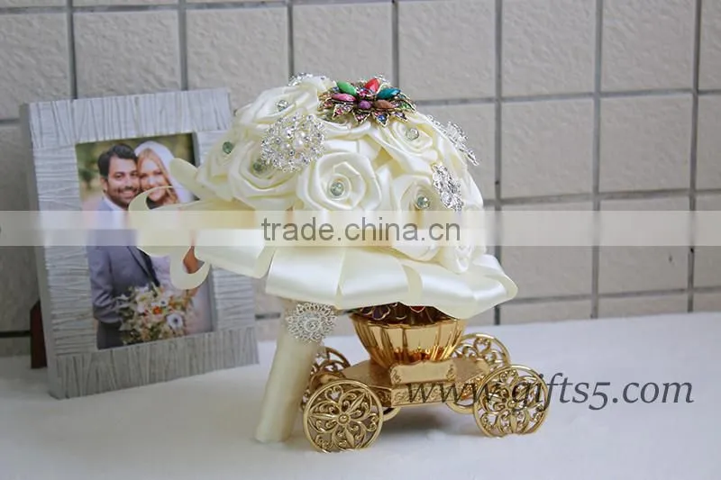 White fabric Wedding Bouquet,Brooch Bouquet for Romantic Wedding