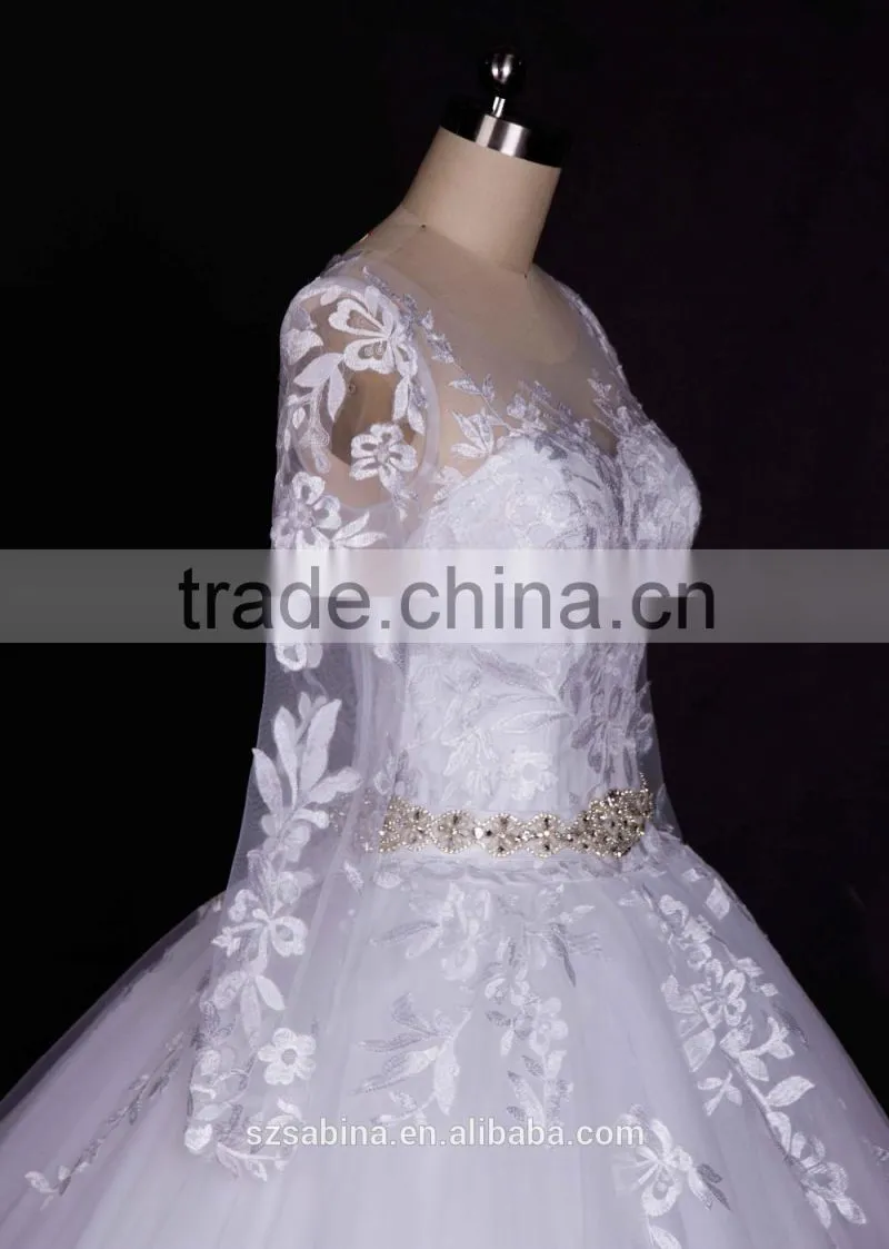 2016 autumn full sleeve lace wedding dress bridal dressed high quality 2016