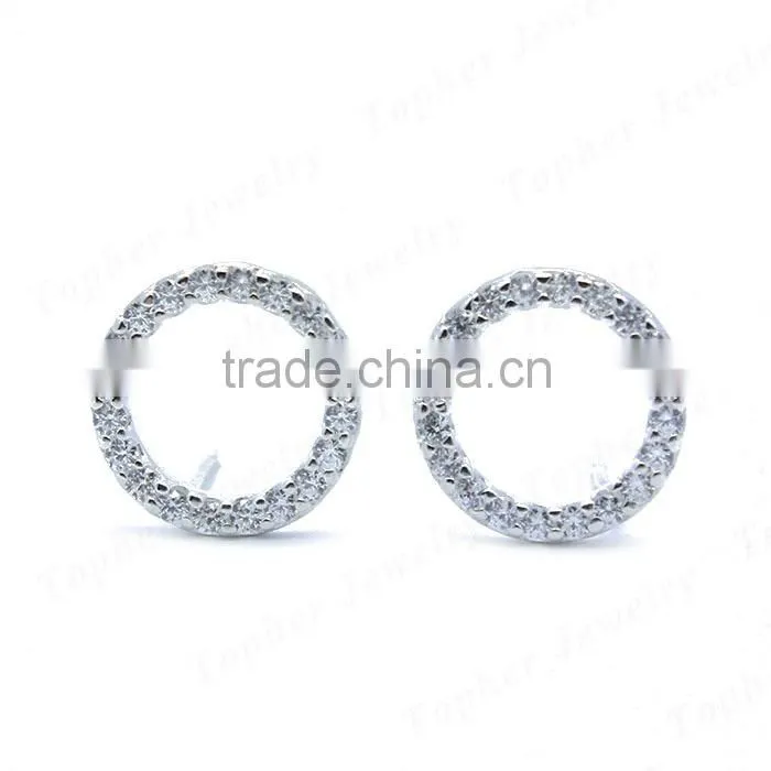 925 sterling silver simple stud earring with zircon