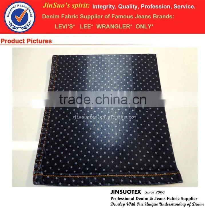 Polka Dot Denim Fabric Stretchable Printed Fabric TS9039F