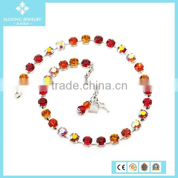 New Custom Brand Quality Red Crystal Fancy Necklace Sets