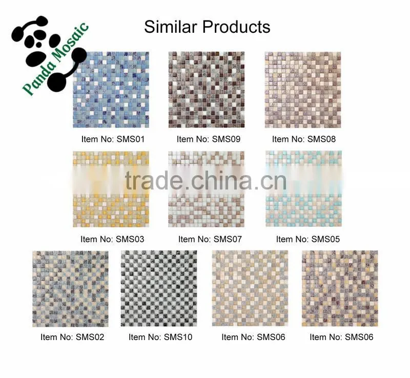 MB SMS14 Decorative Wall Tile Price Ice Crackle Glass Mosaic Tile Green Blue Glass Mosaic Bathroom