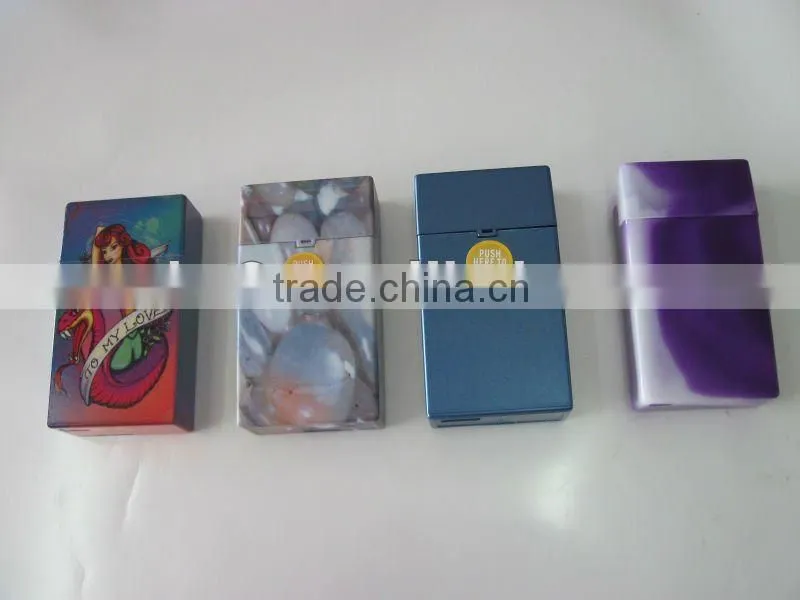 Original color plastic cigarette case. Automatic open plastic cigarette case.