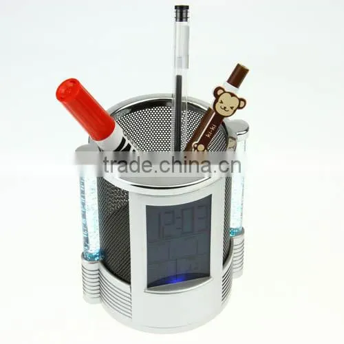 pen holder with flashing colour LED and calendar