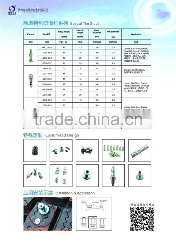 Factory Direct Tungsten Bicycle/Fat Bike Tire Studs carbide screw studs
