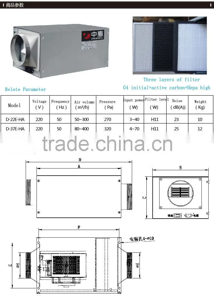 home hepa air purifier with heat recovery function