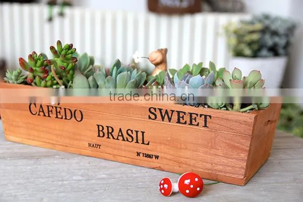 Creative succulent plant rectangle garden woood planter
