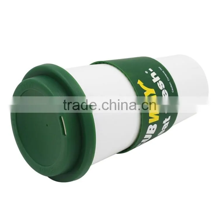 480ML Takeaway Plastic Coffee Cups With Lid, Reusable White Plastic Sports Cups