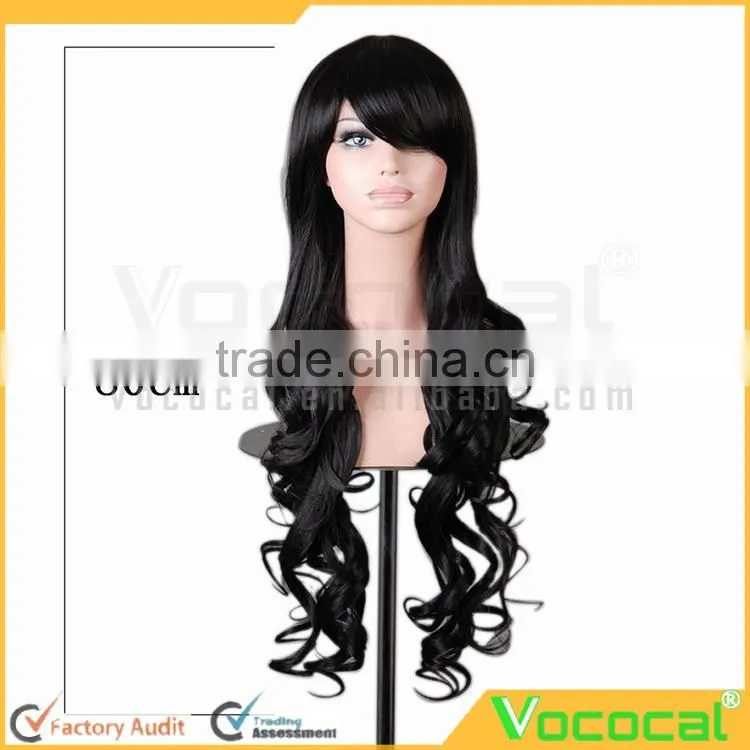 80 cm Long Fashion Synthetic Colorful Red Purple Brown Black Party Cosplay Hair Wigs