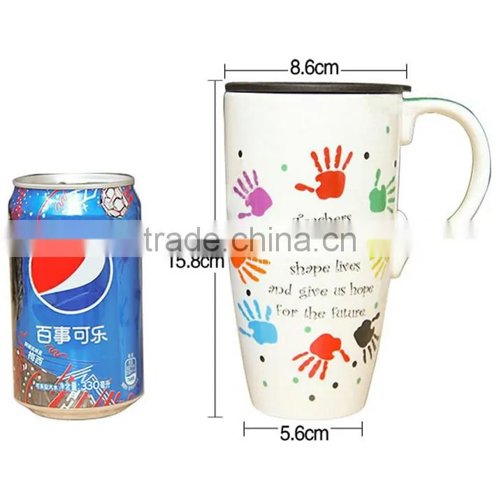 Custom ceramic couple mug cup with lid