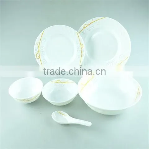 16pcs hot sell three color glazed ceramic dinner set with color box in stock