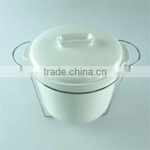 stock cheap ceramics tureen with metal stand