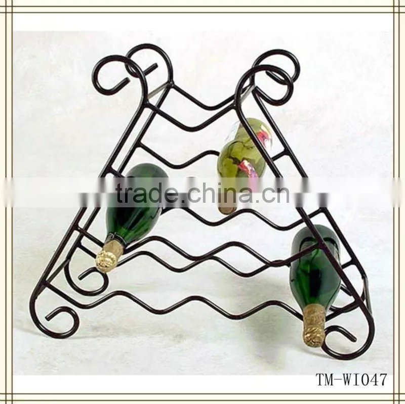 2013 hot sale iron wire black floor stand wine rack