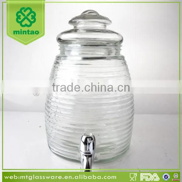 Clear glass juice beverage water dispenser with tap
