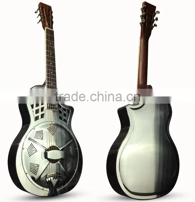 40 inch chrome metal resonator guitar with blues slide