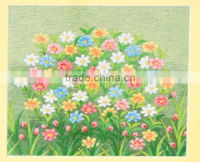 Embroidery flower paintings from Vietnam, rose wall paintings, handmade in Vietnam