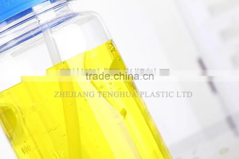 Pink Lid Plastic Baby Bottle Eco-friendly clear Baby Bottle with Straw