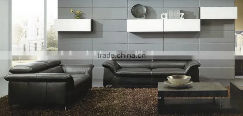 JR8020 modern Luxury Spanish full thick black cow leather living room Italy sofa set