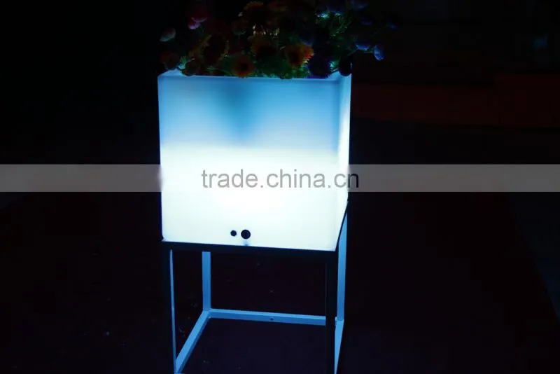 Rotomolded plastic square concrete planter with led light
