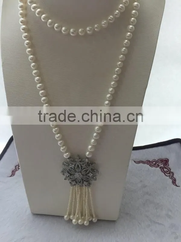 modern designs 10-11mm white freshwater pearl necklace