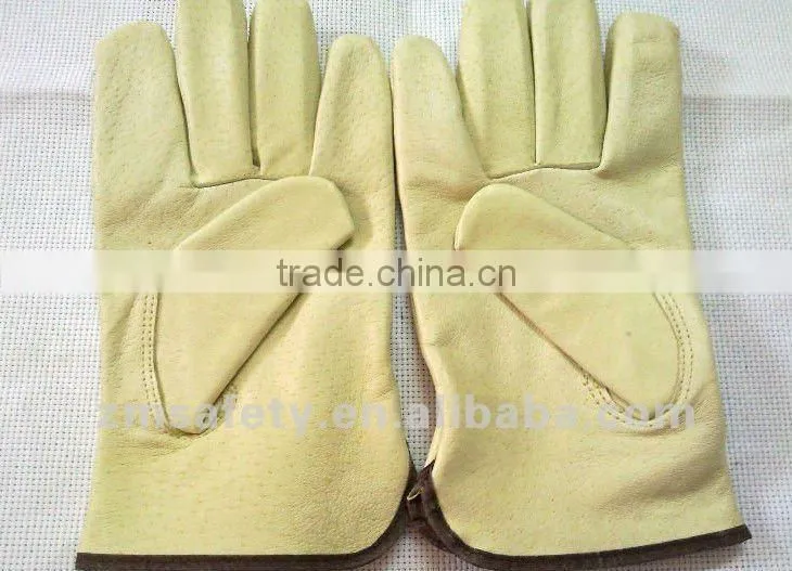 Nature cow grain leather driver gloves with CE certificate
