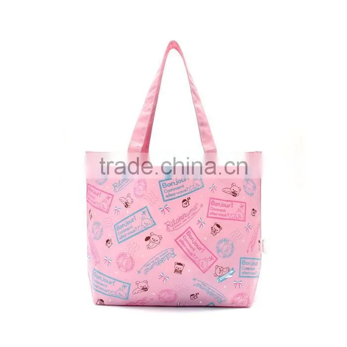 300D Polyester Dye Sublimation Full Color Printing Cute Bear Waterproof Shopping Tote Bag