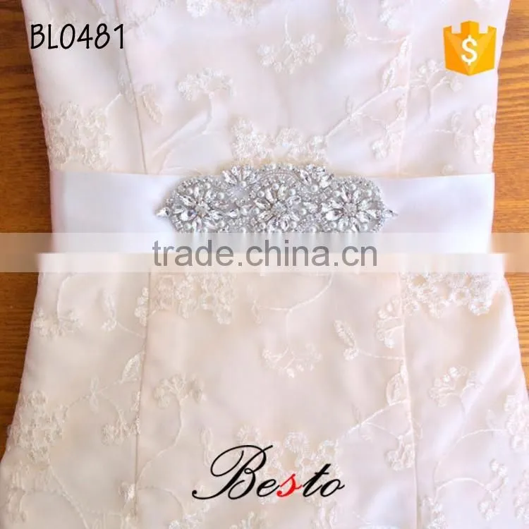 Vintage custom bridal rhinestone sash applique for bridesmaid dresses