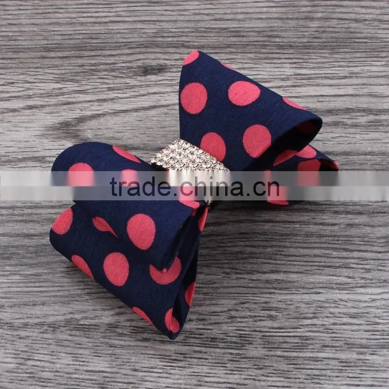 plastic bow flower clip wtih rhinestone center for kids hair accessories