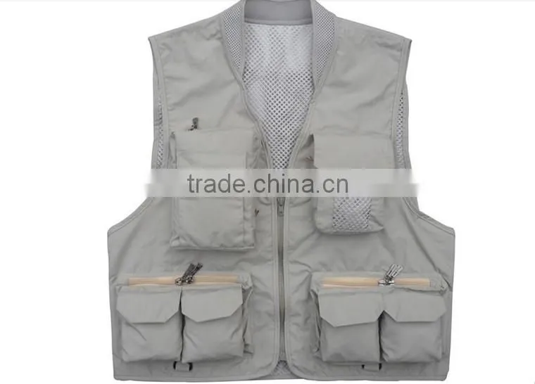 2017 New Arrival plus size male outdoor casual multi-pocket film vest jacket L-4XL fishing mesh vest