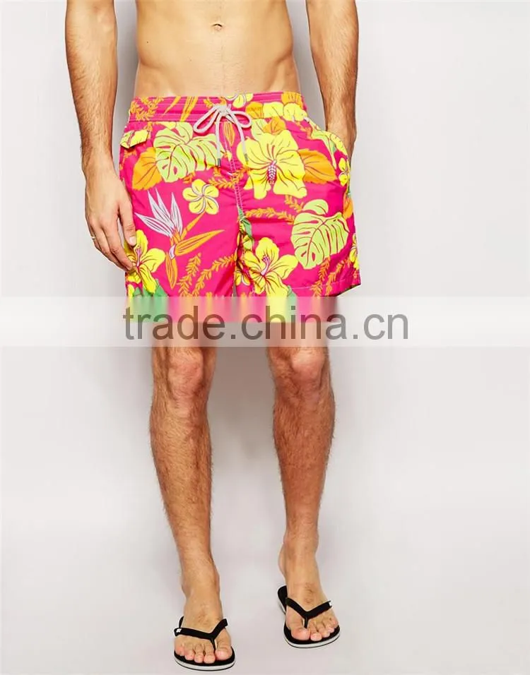 Mens bright color hawaiian swim shorts men