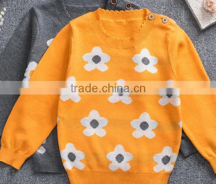 new design stylish teenager kids girls flower knitting pullover sweaters