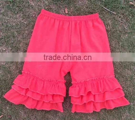 100% Cotton Pants with Triple Ruffles Bottom for Baby Girls Pants Knit Ruffle Wholesale Kids Clothes