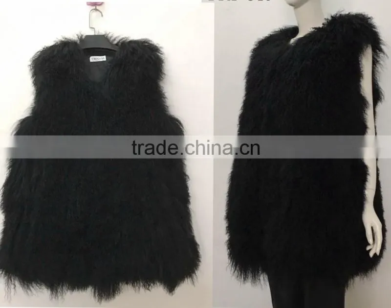 YR545 Basic Style Real Mongolia Fur Vest Lots of Colors Tibet lamb Fur Gilet