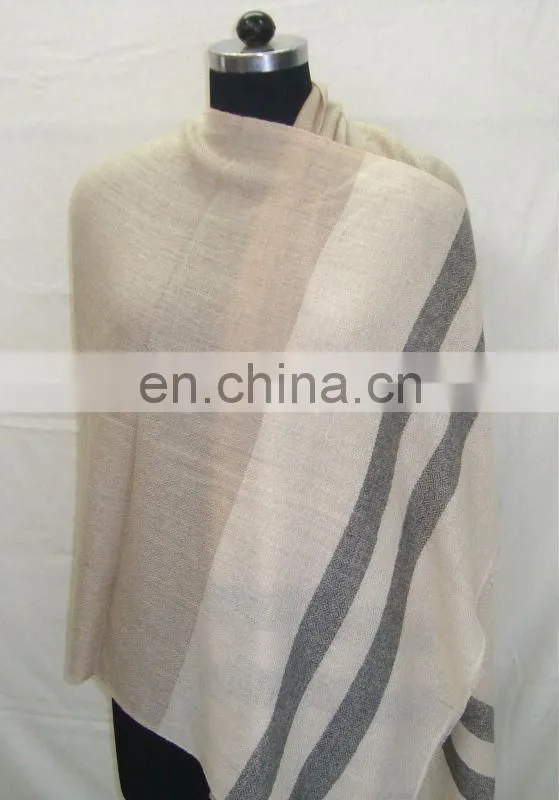 Pashmina wool Natural Checks Stoles and Scarfs