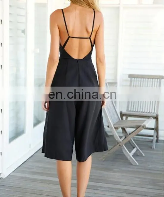 New model hot style wide-legged pant small quantity deep V neck ladies jumpsuit
