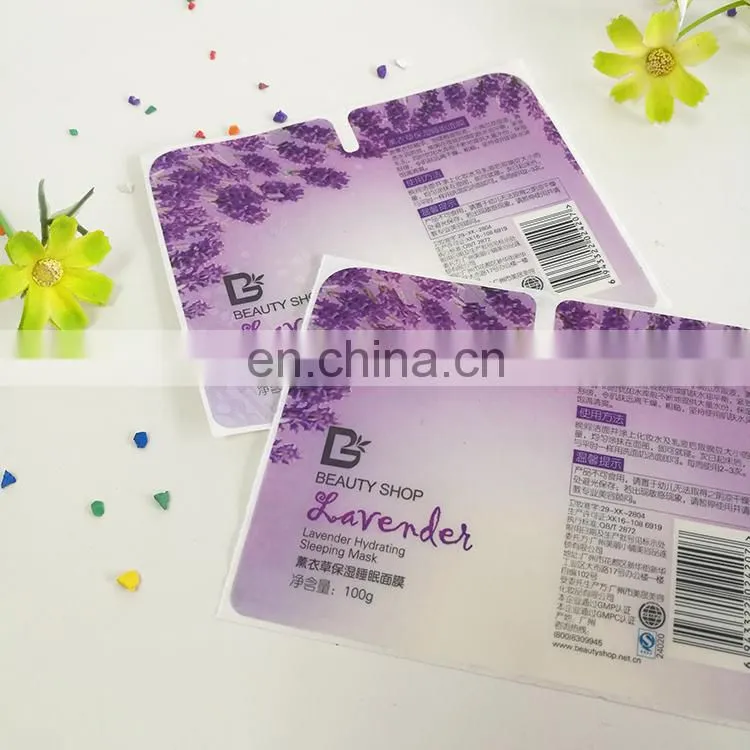 Wholesale alibaba plastic waterproof sticker cosmeti label for sleeping mask