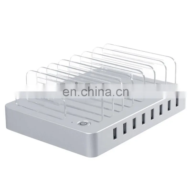 Custom EU US AU UK Plug 8 Ports 96W Multi-Function USB Charging Station Dock Charger with Stand for Mobile Phone Tablet PC