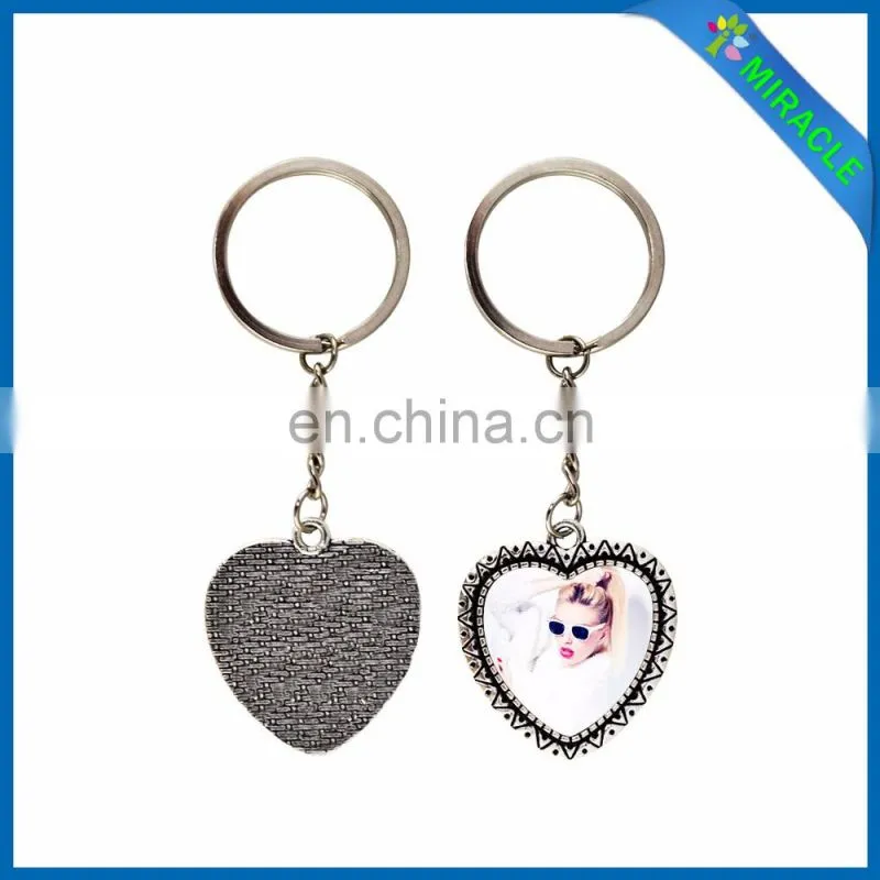 Sublimation Key Shaped roundl Metal Keychain