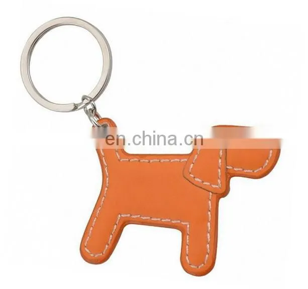 Dog shaped leather keychain 3d custom keyring