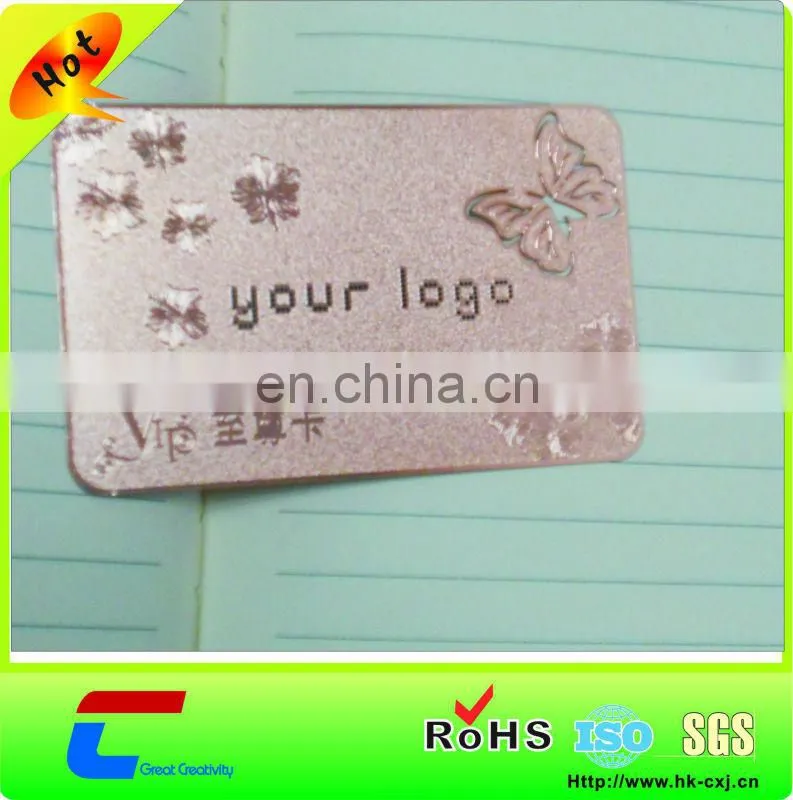 glossy mirror effect color printing stainless steel metal invitation card