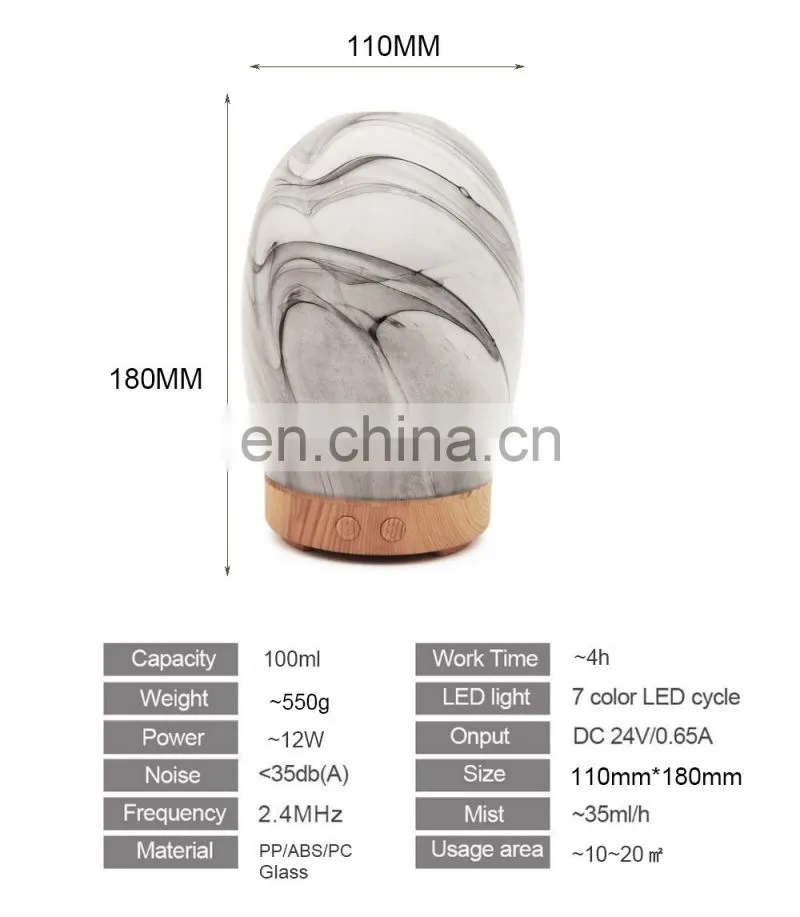 Wholesale glass material classic ultrasonic aroma diffuser in cool humidifier for gift