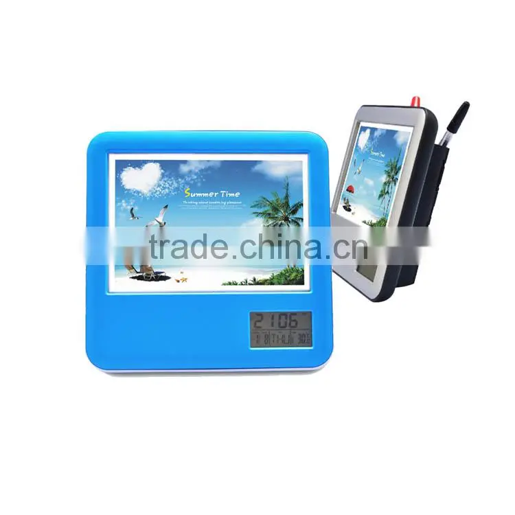 desktop clock with photo frame and pen holder