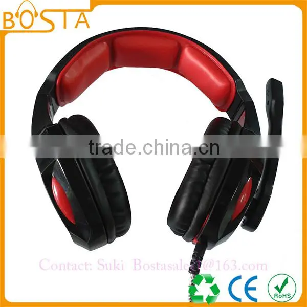 USB Comfortable China wholesale LED gaming headsets with stick mic and 3.5mm jack