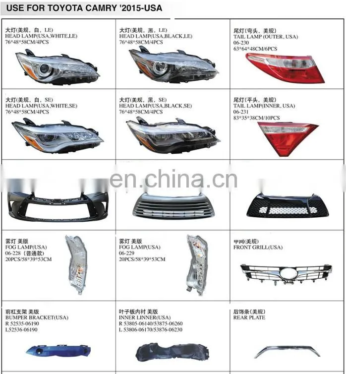 PP Material Front Bumper for Camry USA 2015